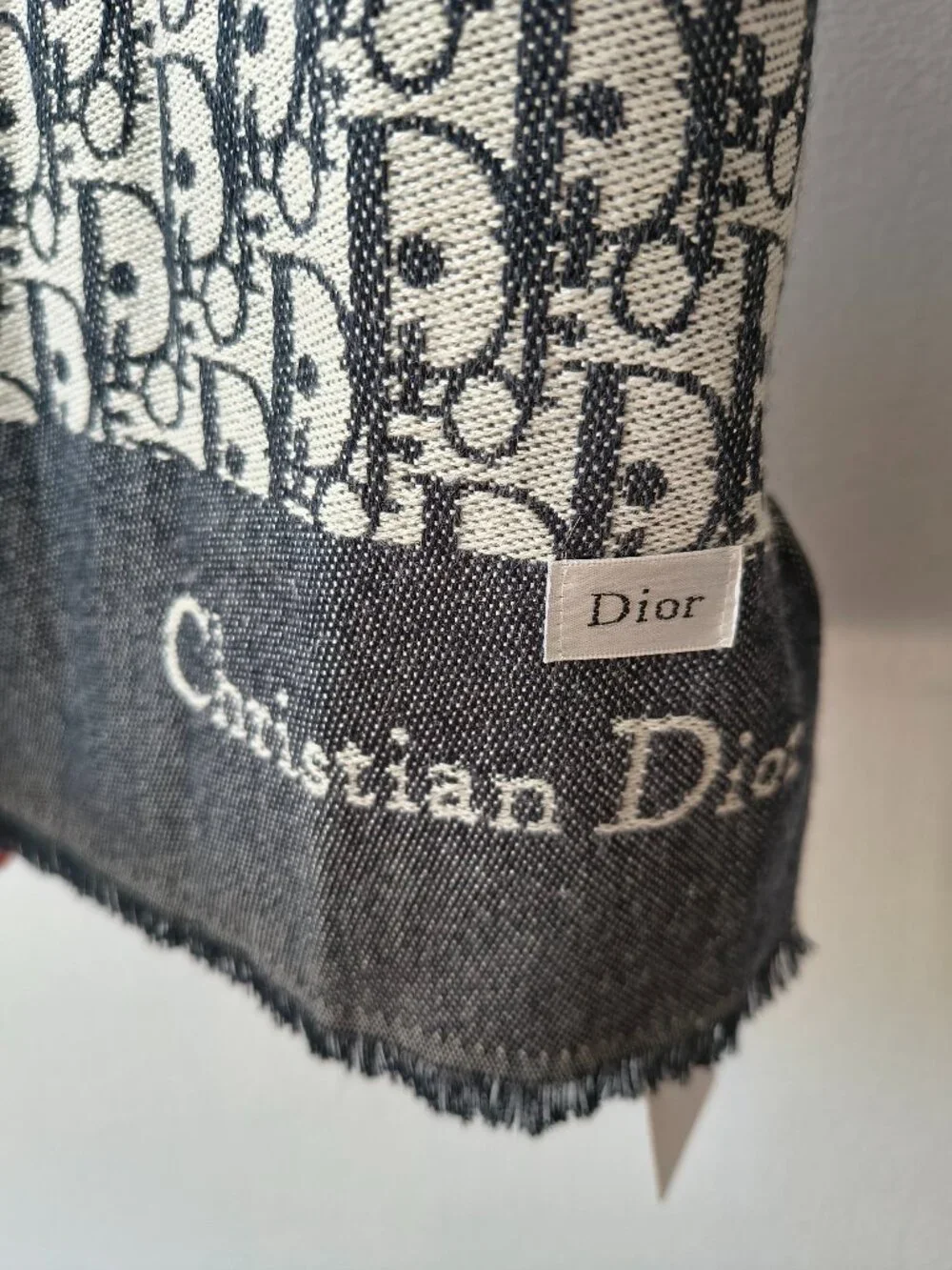 NWT Christian Dior Oblique Scarf Bleu Marine 100% Wool
